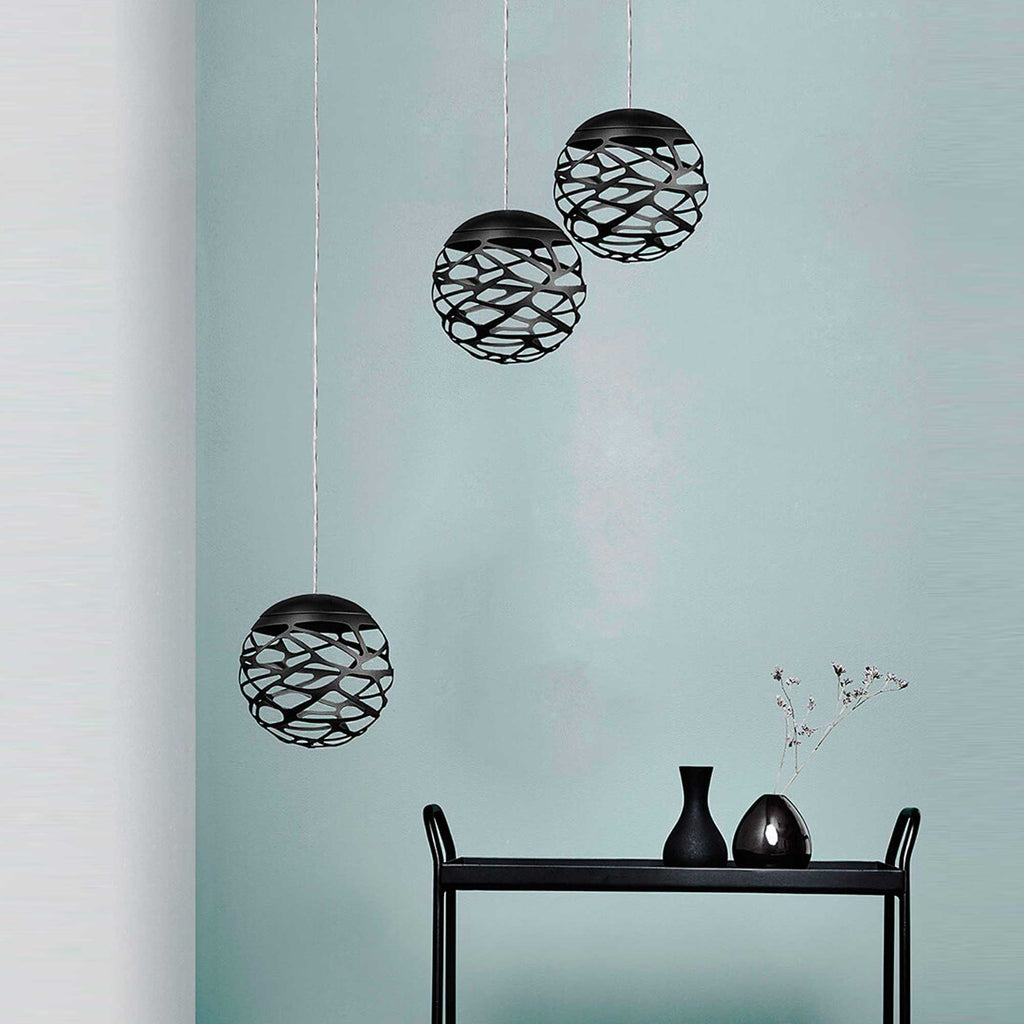 Suspension LED boule de verre en métal découpé au laser