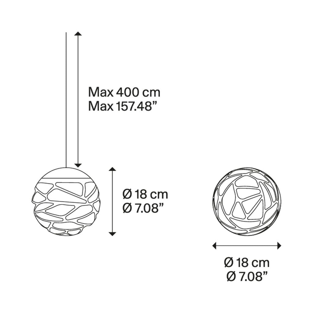 Suspension LED boule de verre en métal découpé au laser