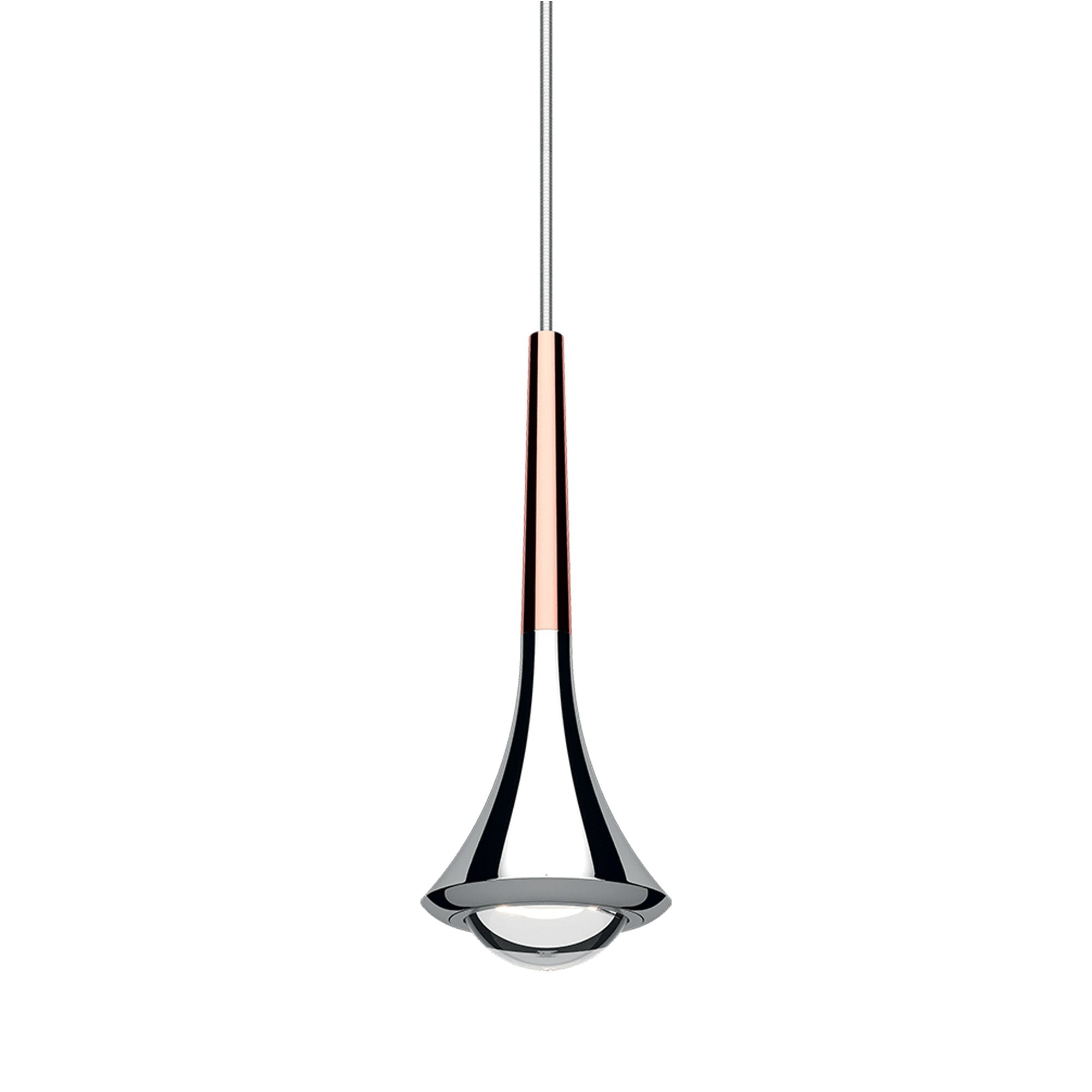 Suspension LED en métal conique avec lentille convexe Rain