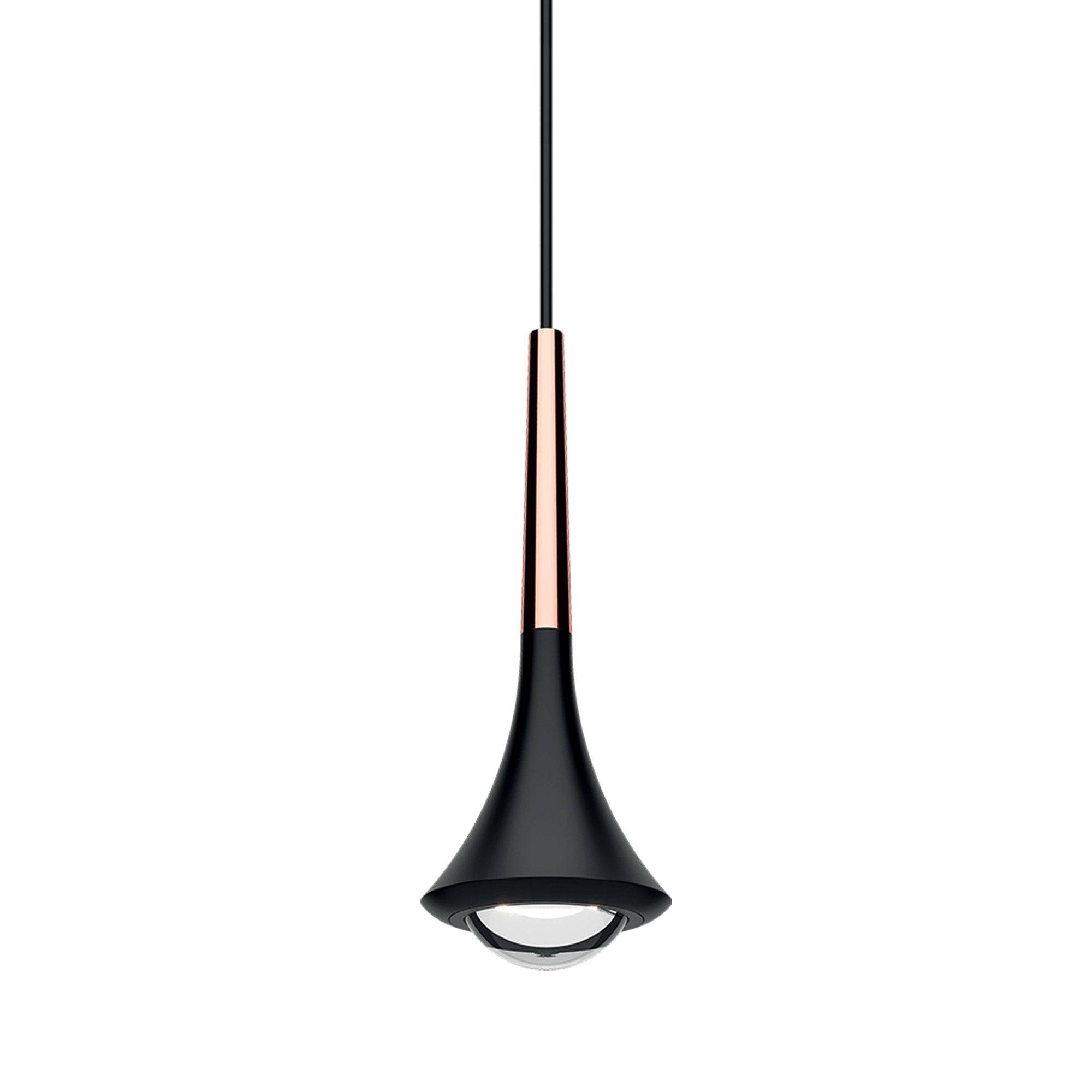 Suspension LED en métal conique avec lentille convexe Rain