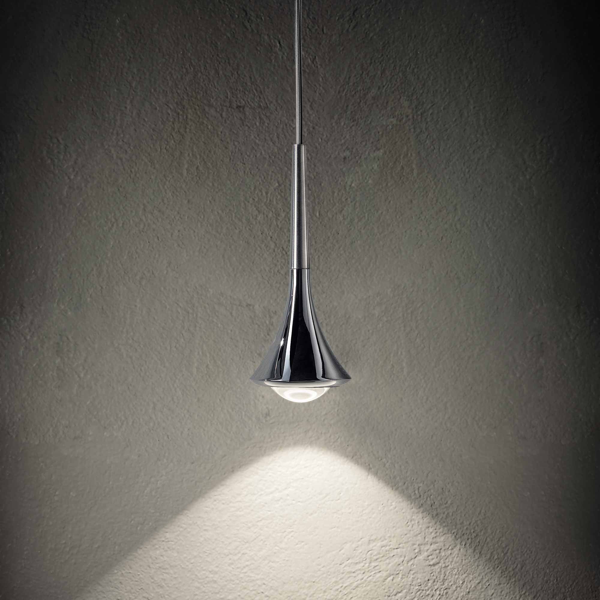 Suspension LED en métal conique avec lentille convexe Rain