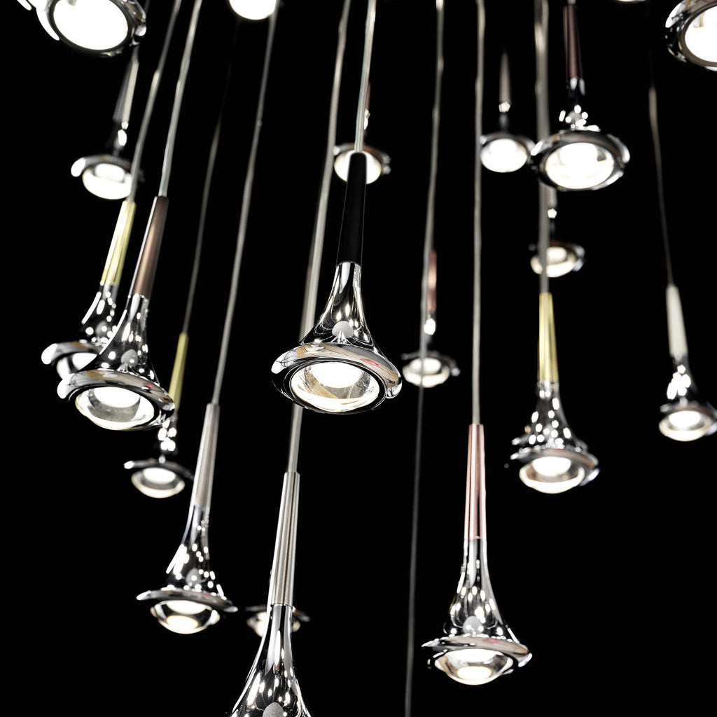 Suspension LED en métal conique avec lentille convexe Rain