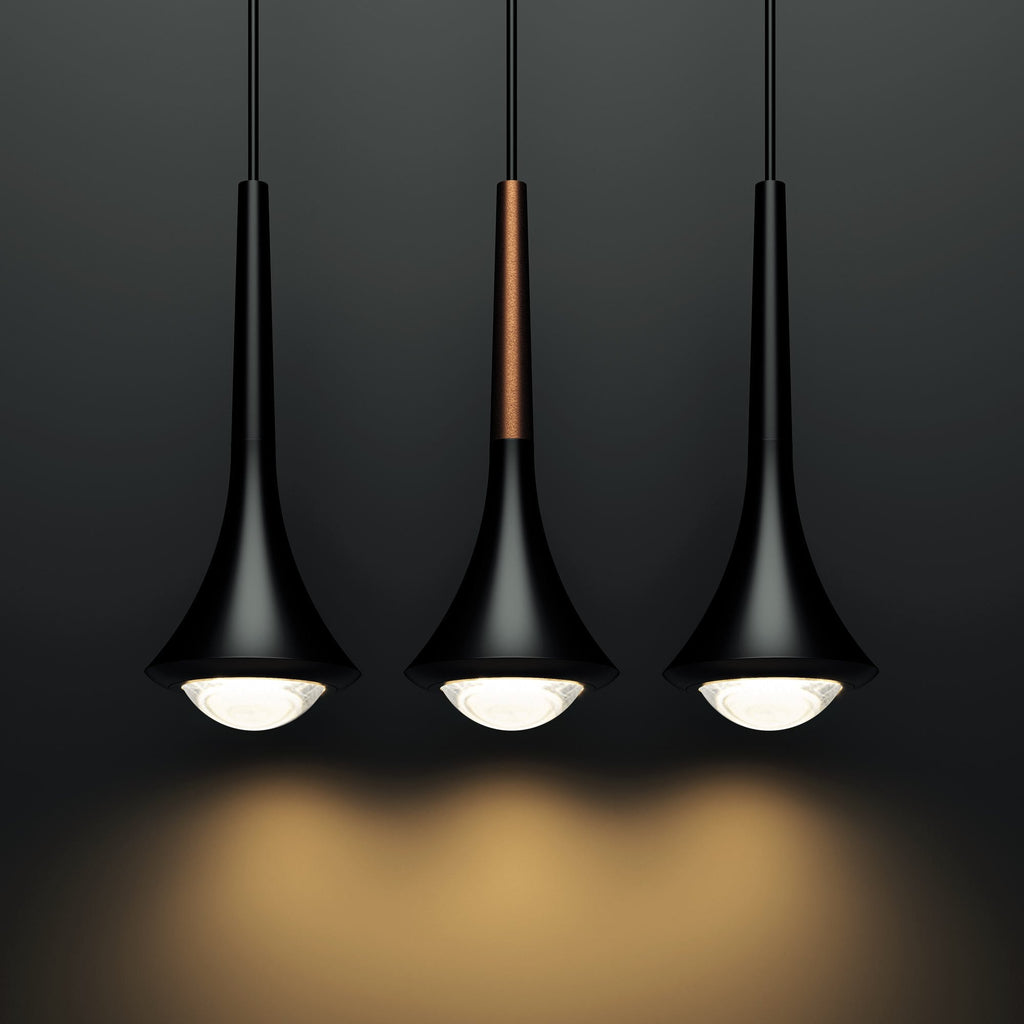 Suspension LED en métal conique avec lentille convexe Rain