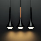 Suspension LED en métal conique avec lentille convexe Rain