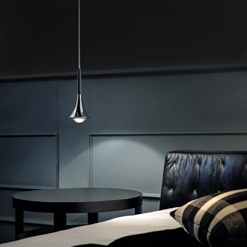 Suspension LED en métal conique avec lentille convexe Rain