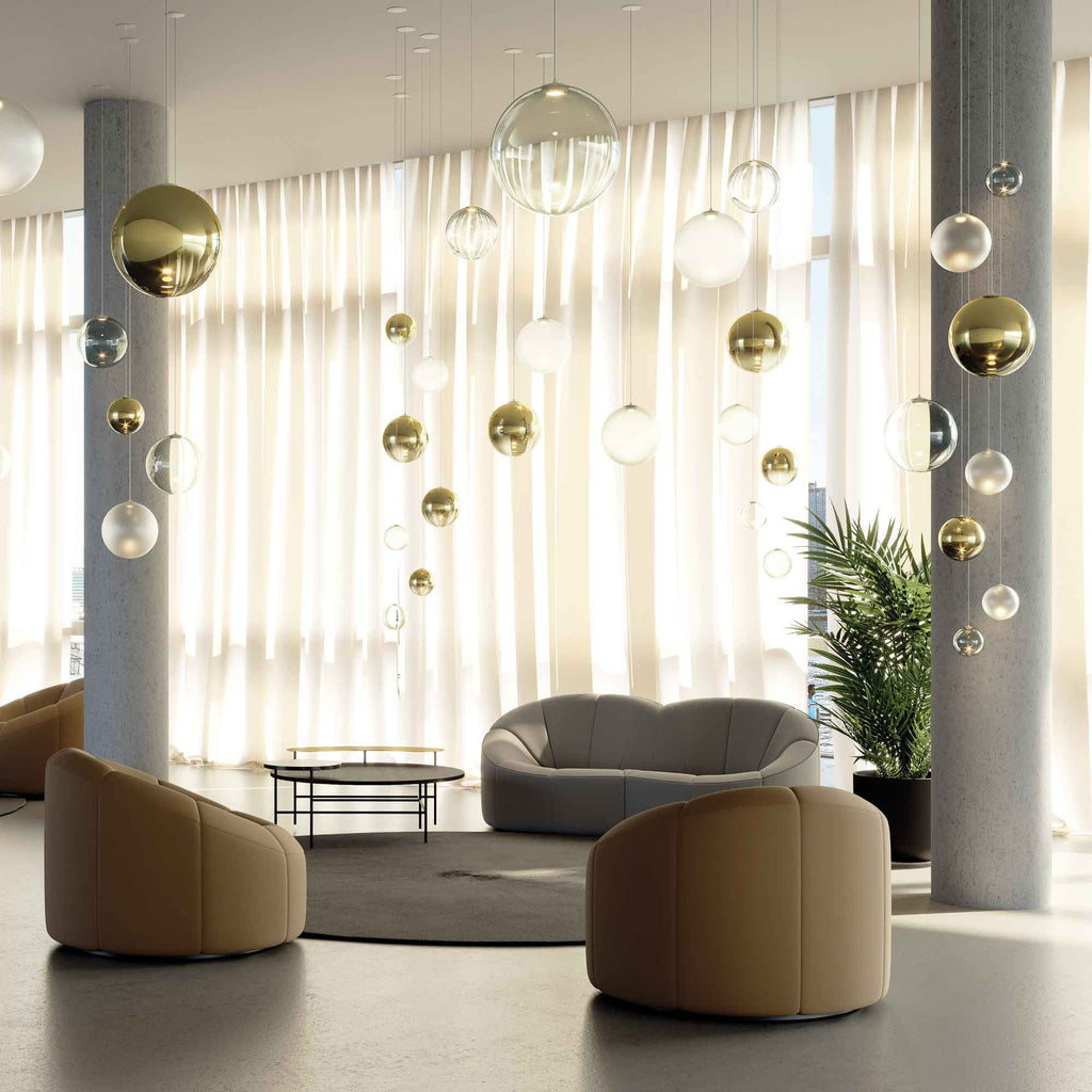 Suspension simple LED en verre soufflé Globe Bulle