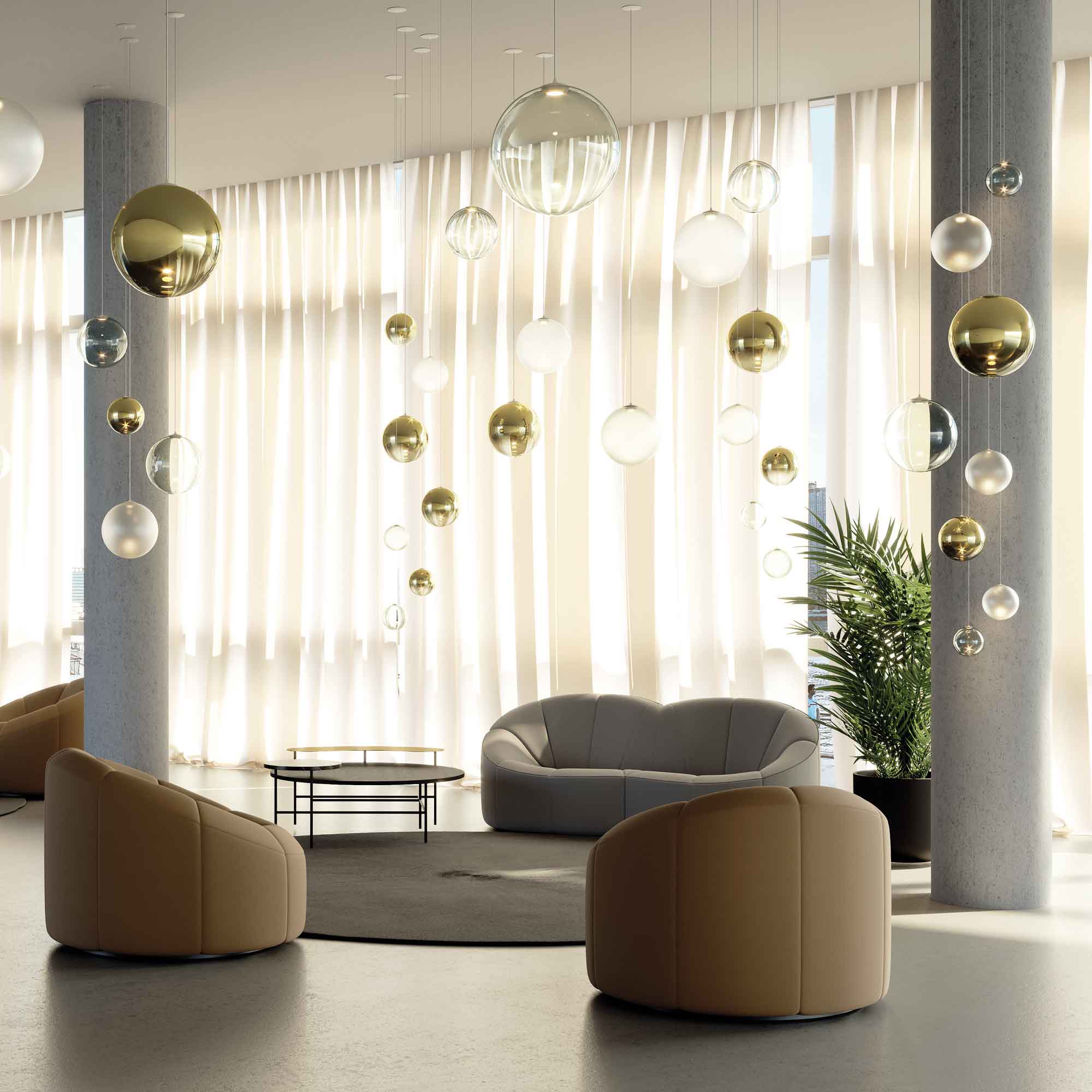Suspension simple LED en verre soufflé Globe Bulle