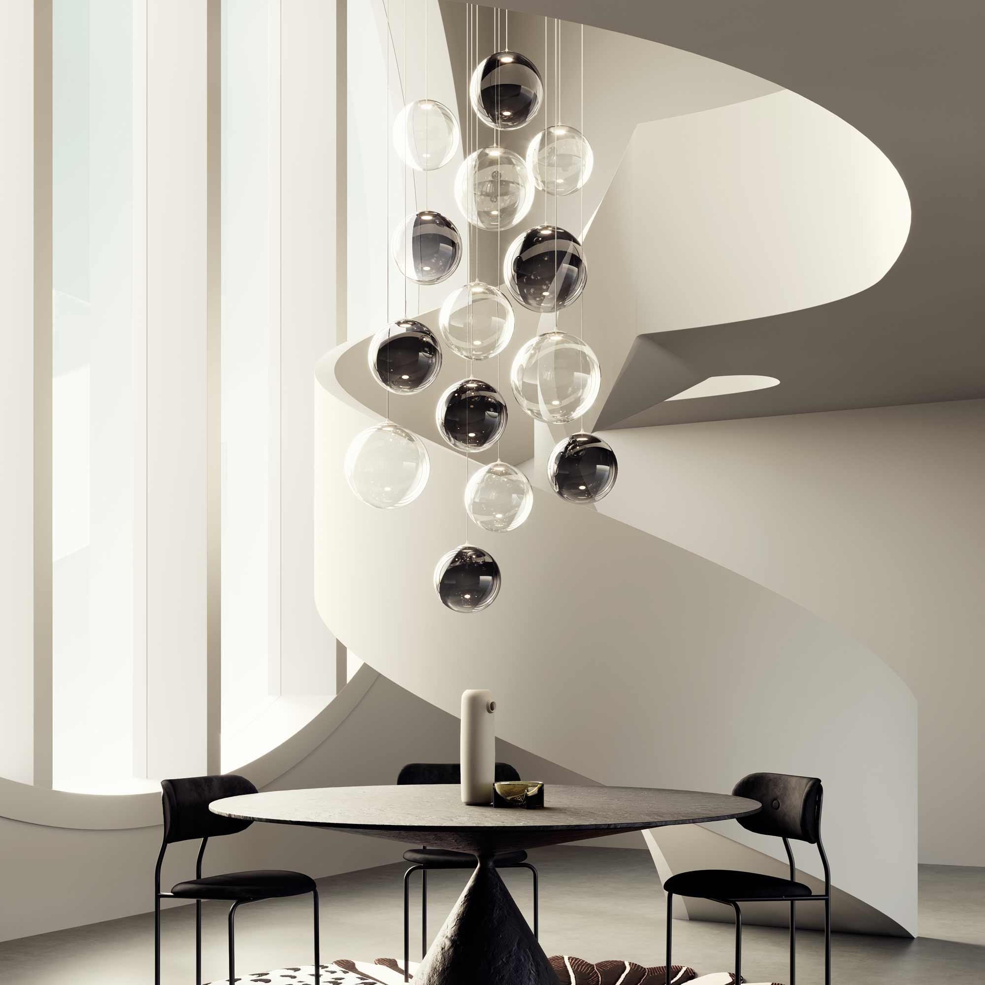Suspension simple LED en verre soufflé Globe Bulle