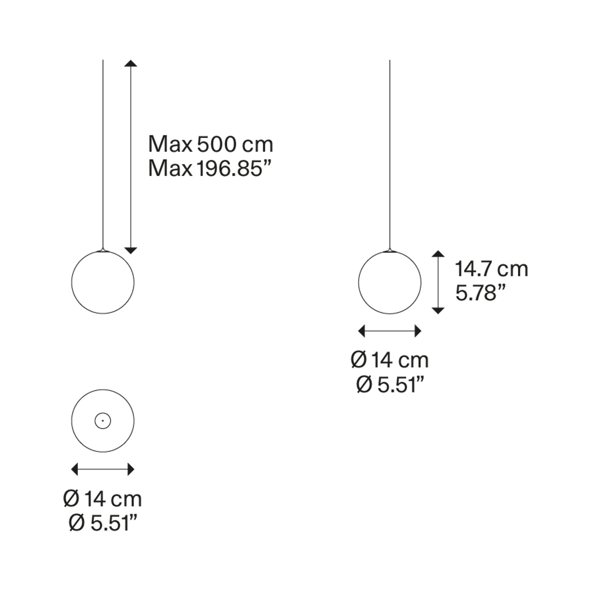 Suspension simple LED en verre soufflé Globe Bulle