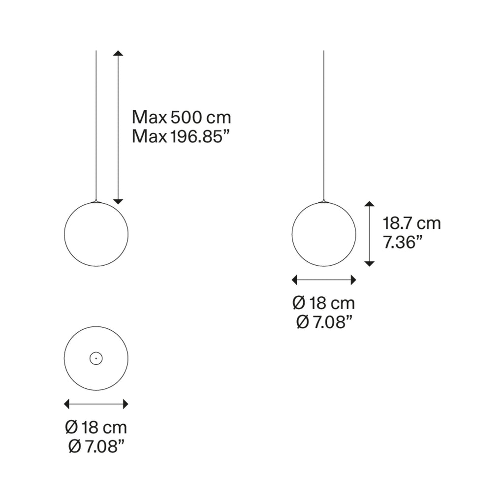 Suspension simple LED en verre soufflé Globe Bulle