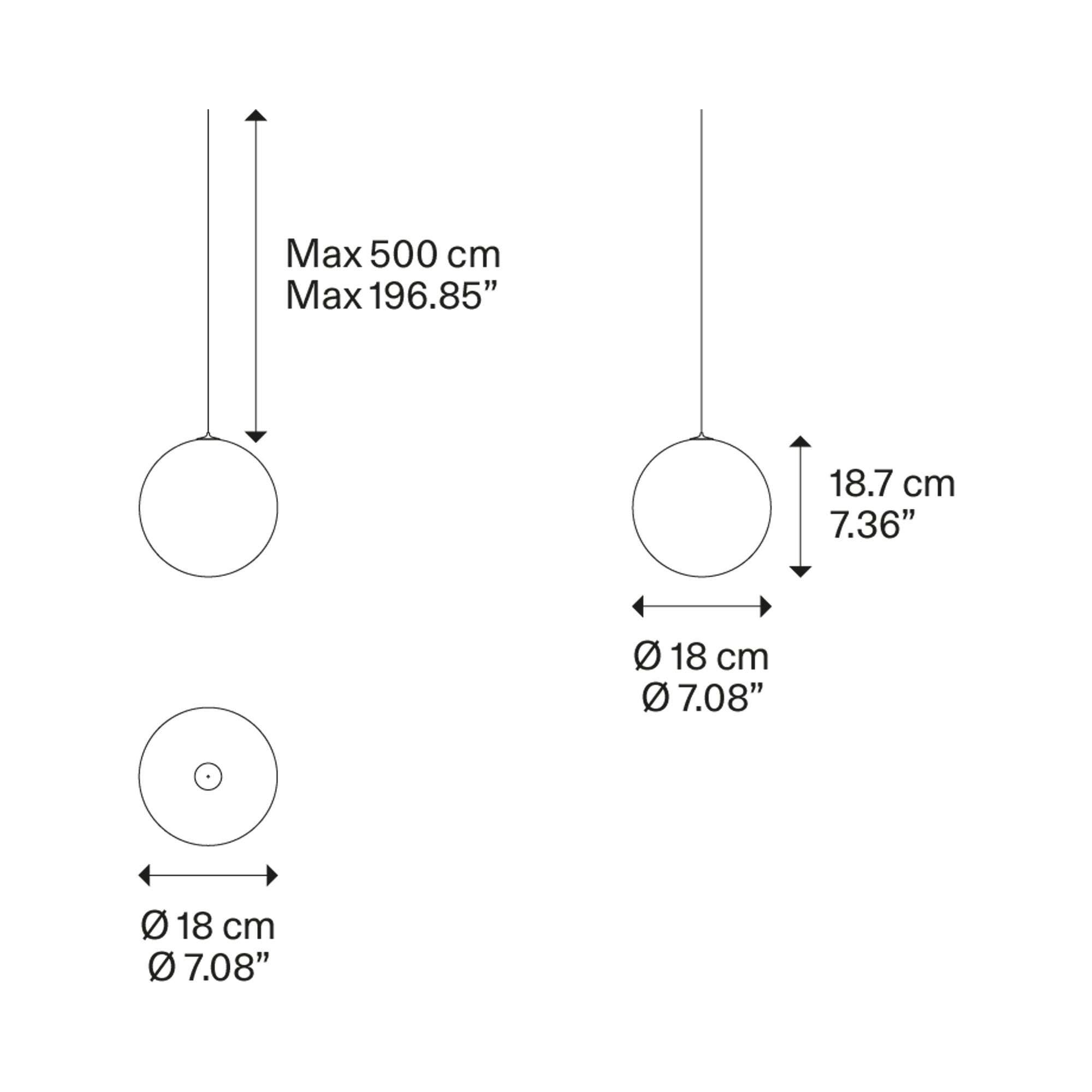 Suspension simple LED en verre soufflé Globe Bulle