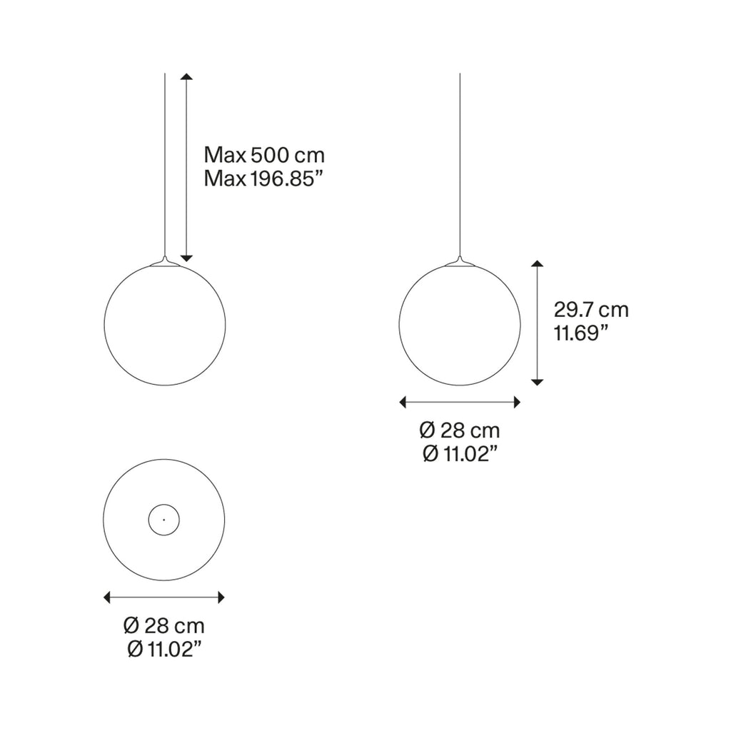 Suspension simple LED en verre soufflé Globe Bulle
