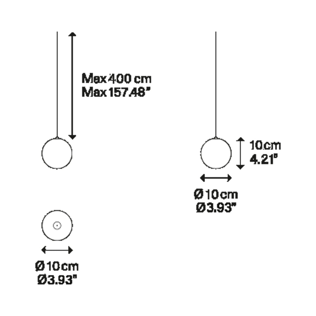 Suspension simple LED en verre soufflé Globe Bulle