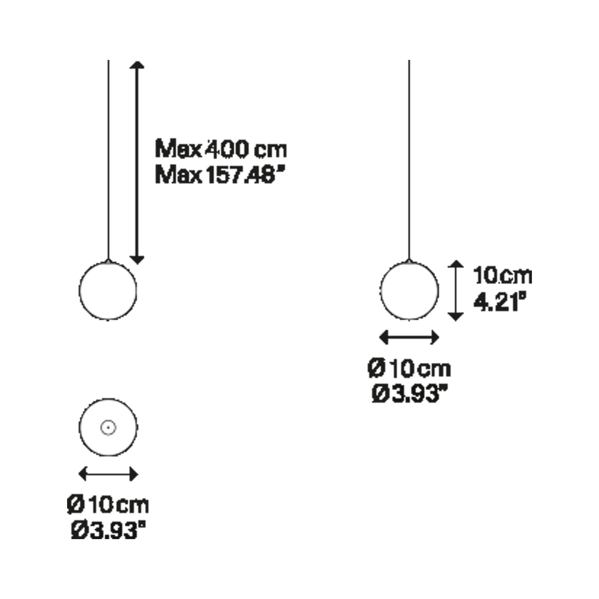 Suspension simple LED en verre soufflé Globe Bulle