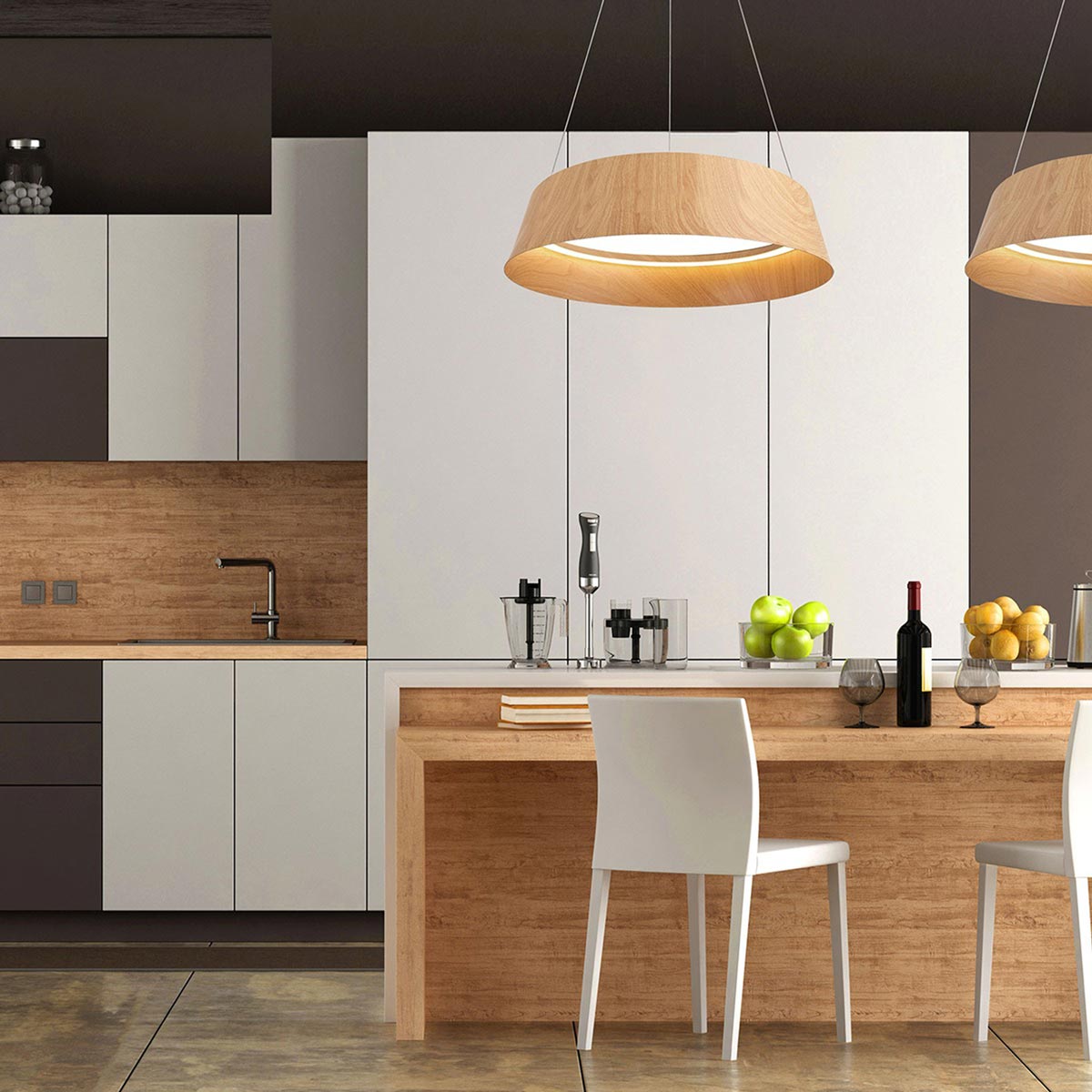 Suspension LED conique avec diffuseur acrylique en forme de tambour