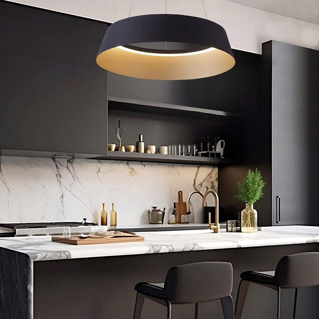 Suspension LED conique avec diffuseur acrylique en forme de tambour