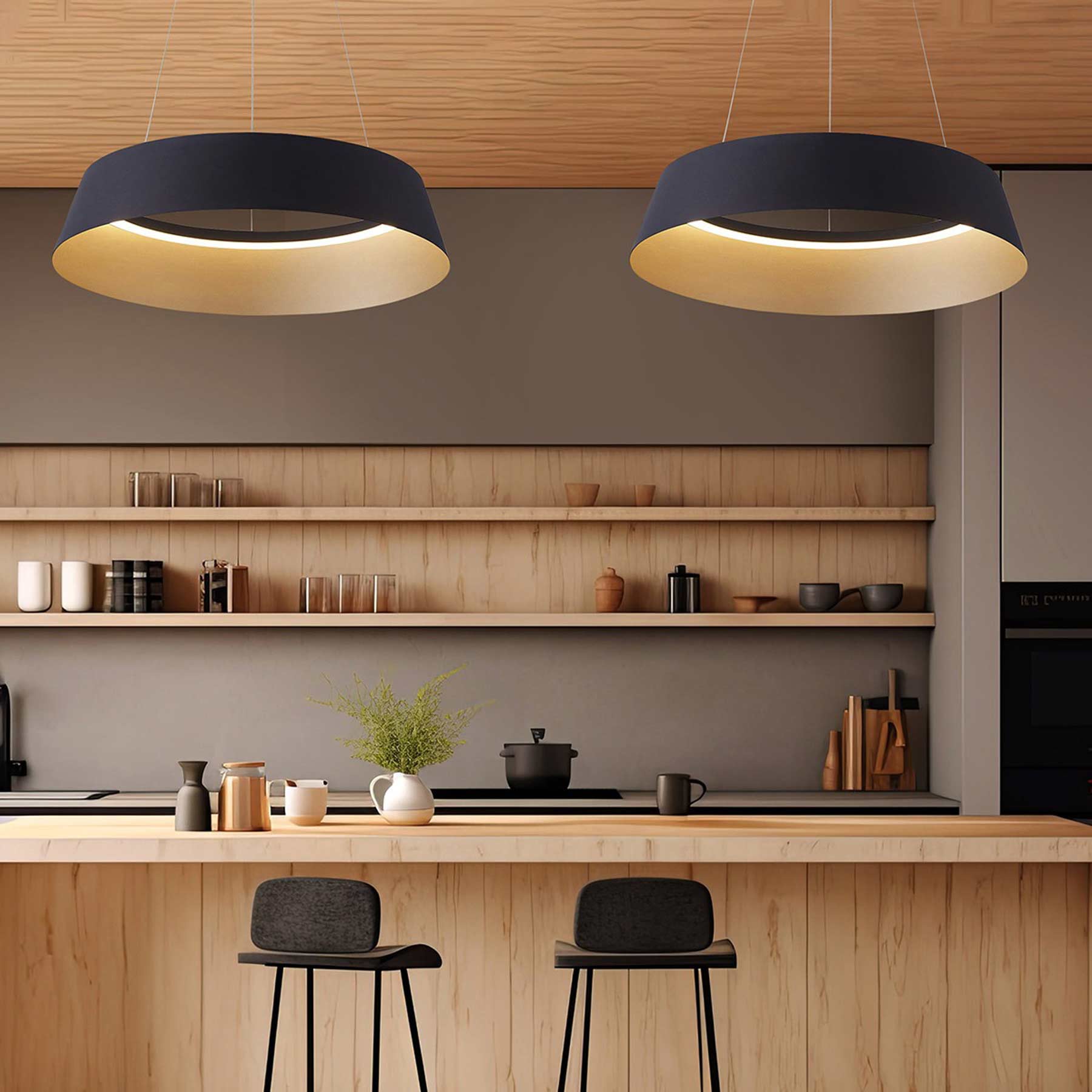 Suspension LED conique avec diffuseur acrylique en forme de tambour