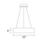 Suspension LED conique avec diffuseur acrylique en forme de tambour