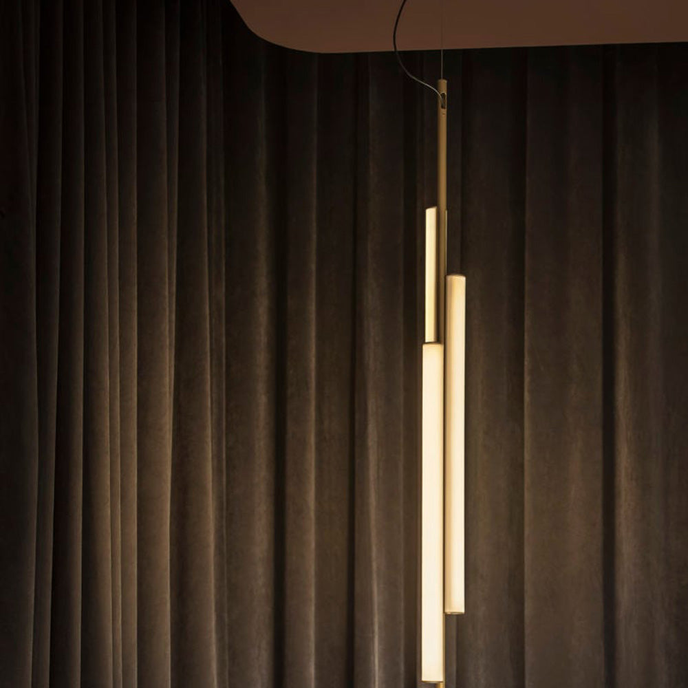 Suspension LED verticale cylindrique en aluminium en V