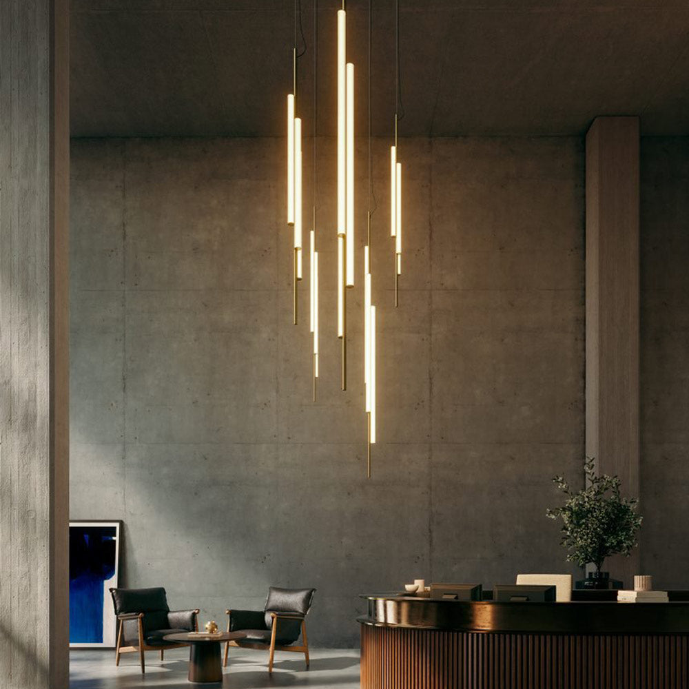 Suspension LED verticale cylindrique en aluminium en V
