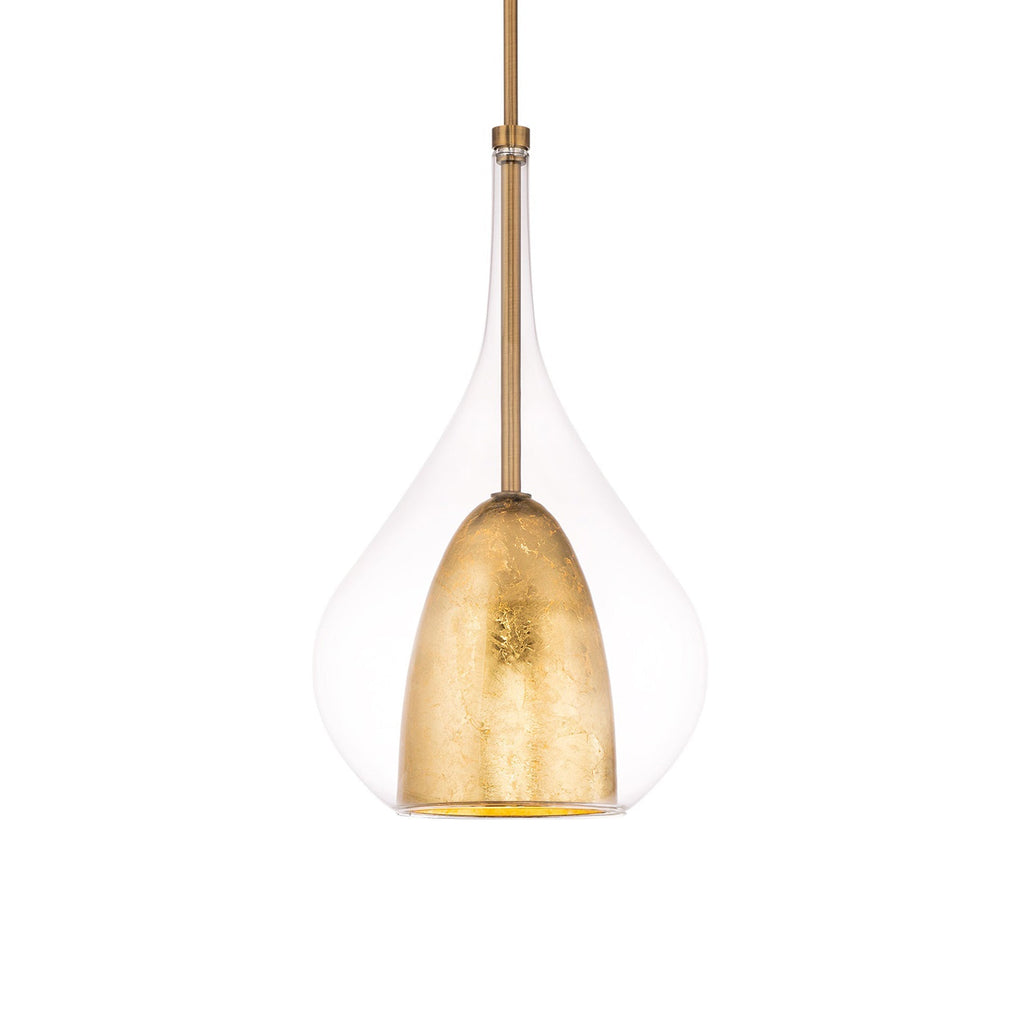 Mini-suspension LED bohème en verre en forme de goutte et métal avec clochette