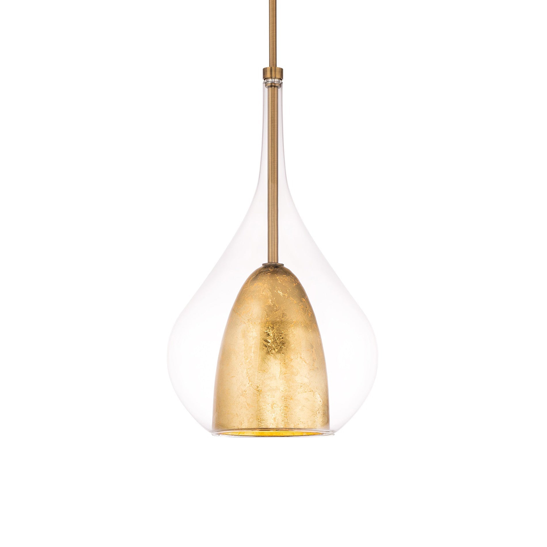 Mini-suspension LED bohème en verre en forme de goutte et métal avec clochette