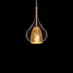 Mini-suspension LED bohème en verre en forme de goutte et métal avec clochette