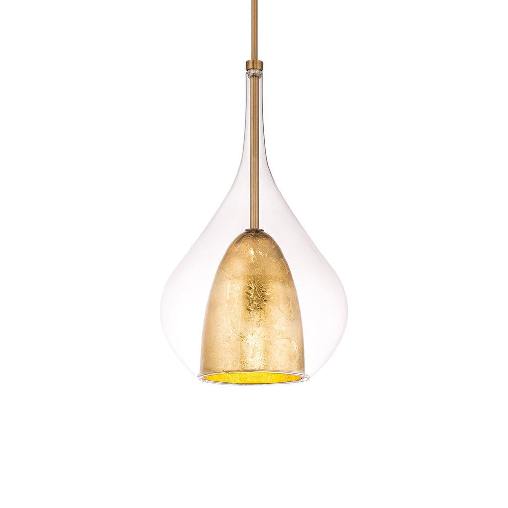 Mini-suspension LED bohème en verre en forme de goutte et métal avec clochette