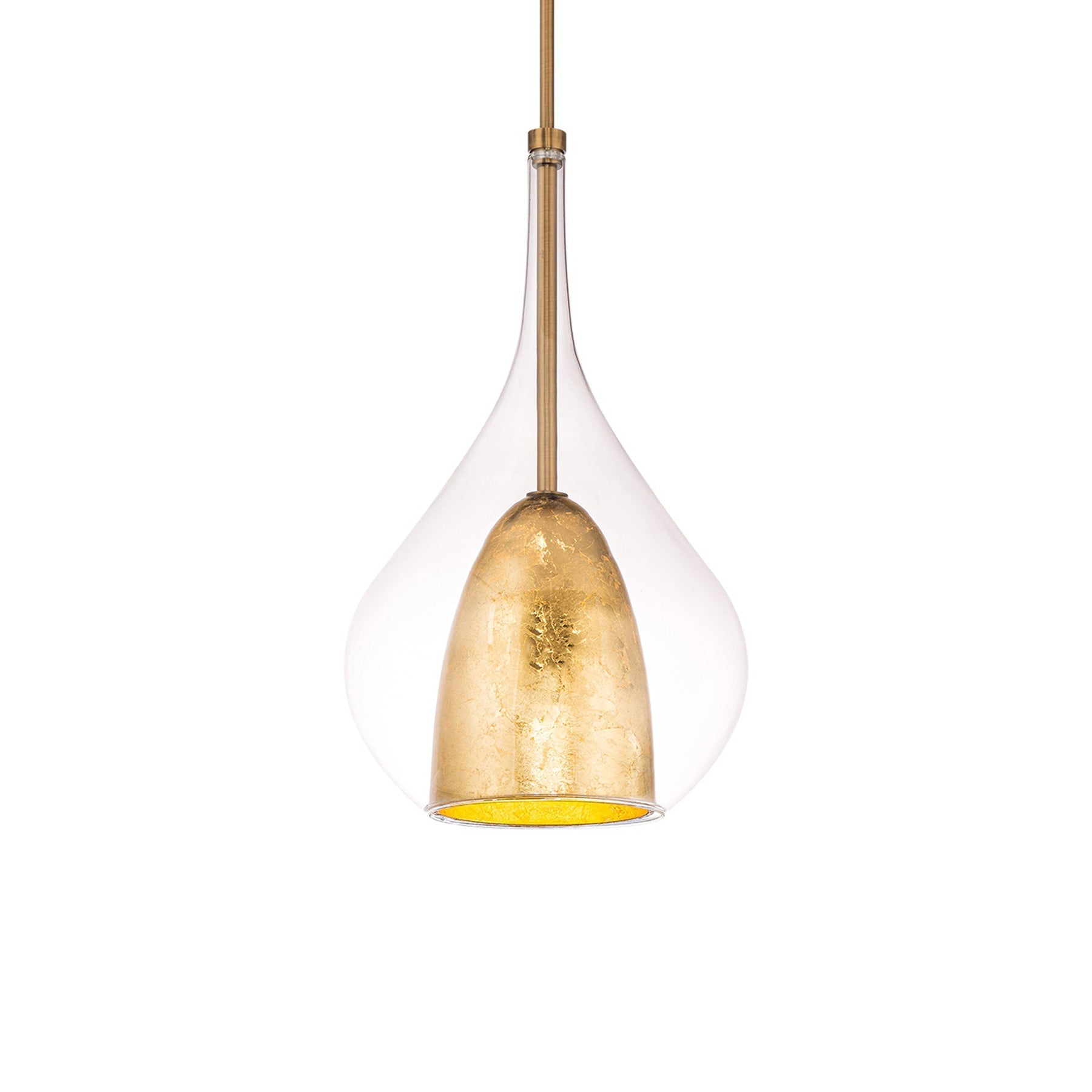 Mini-suspension LED bohème en verre en forme de goutte et métal avec clochette