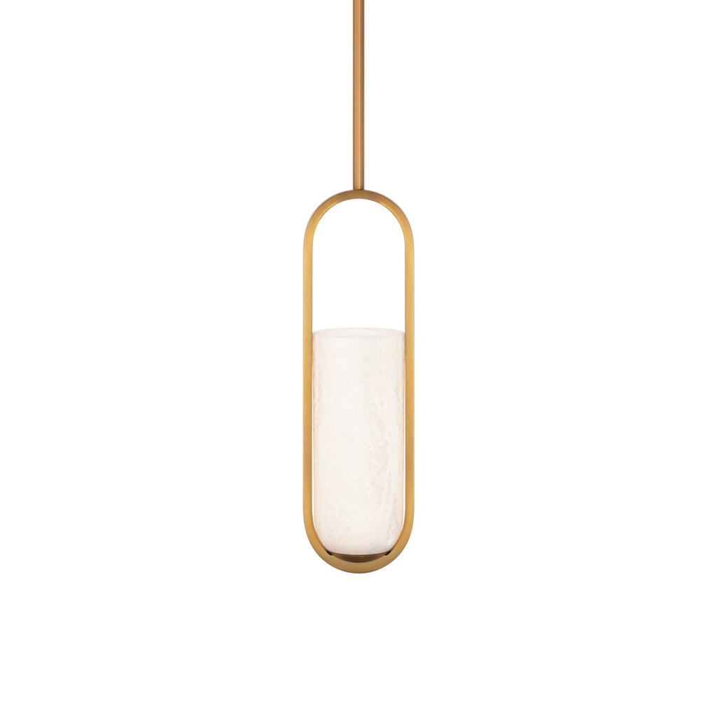 Mini pendentif cylindrique LED en albâtre