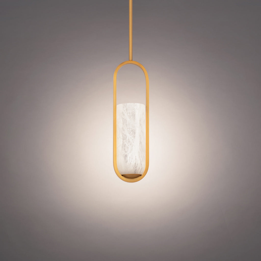 Mini pendentif cylindrique LED en albâtre