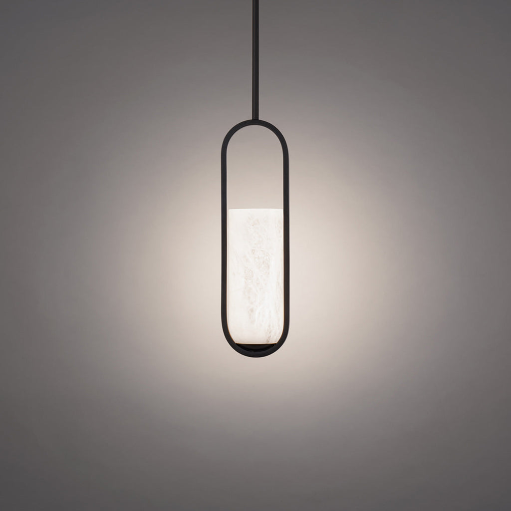 Mini pendentif cylindrique LED en albâtre