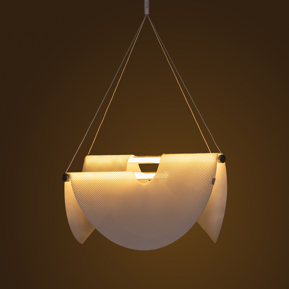 Suspension LED Linéaire en Verre avec Tissu Tricoté 3D