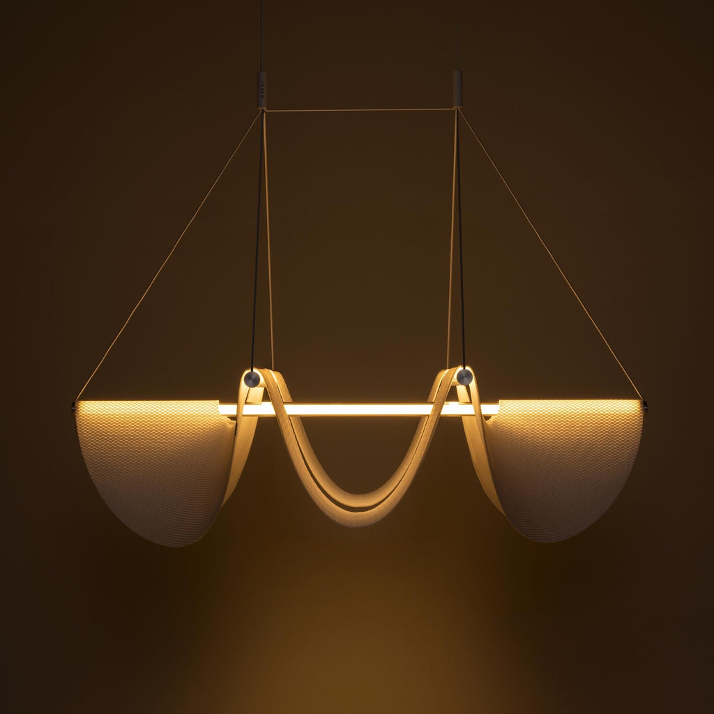 Suspension LED Linéaire en Verre avec Tissu Tricoté 3D