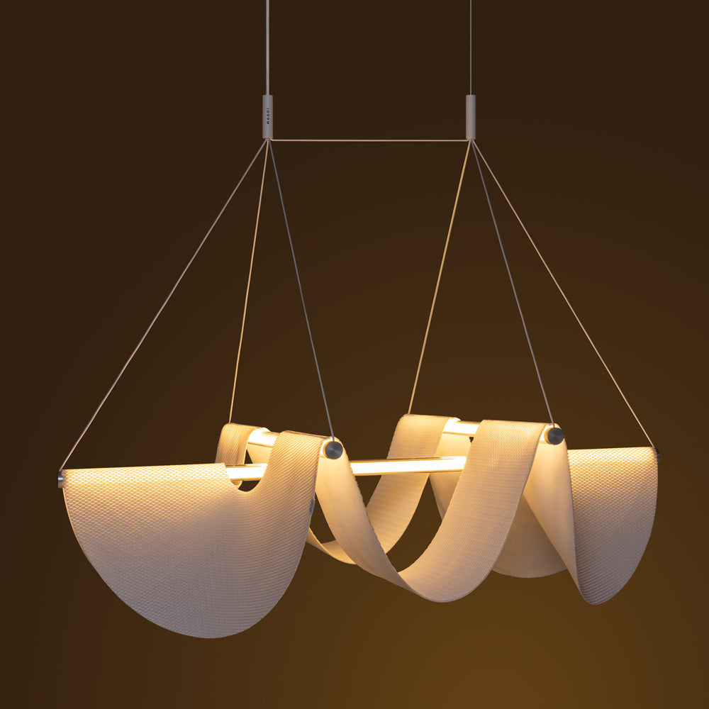 Suspension LED Linéaire en Verre avec Tissu Tricoté 3D