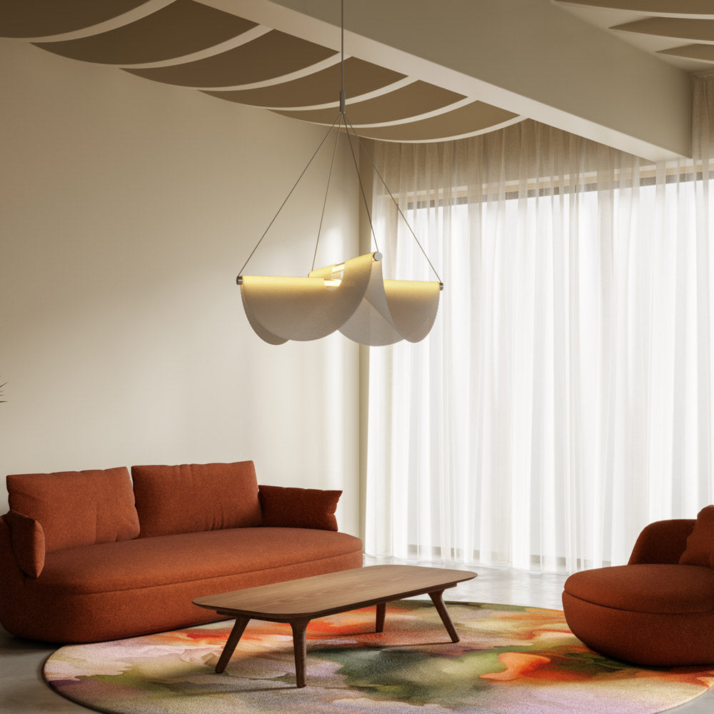 Suspension LED Linéaire en Verre avec Tissu Tricoté 3D