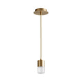 Suspension LED cylindrique en verre bullé transparent