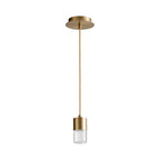 Suspension LED cylindrique en verre bullé transparent