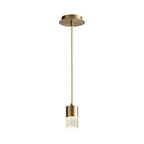 Suspension LED cylindrique en verre bullé transparent
