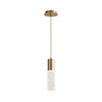 Suspension LED cylindrique en verre bullé transparent