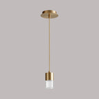 Suspension LED cylindrique en verre bullé transparent