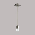 Suspension LED cylindrique en verre bullé transparent