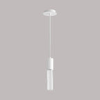 Suspension LED cylindrique en verre bullé transparent