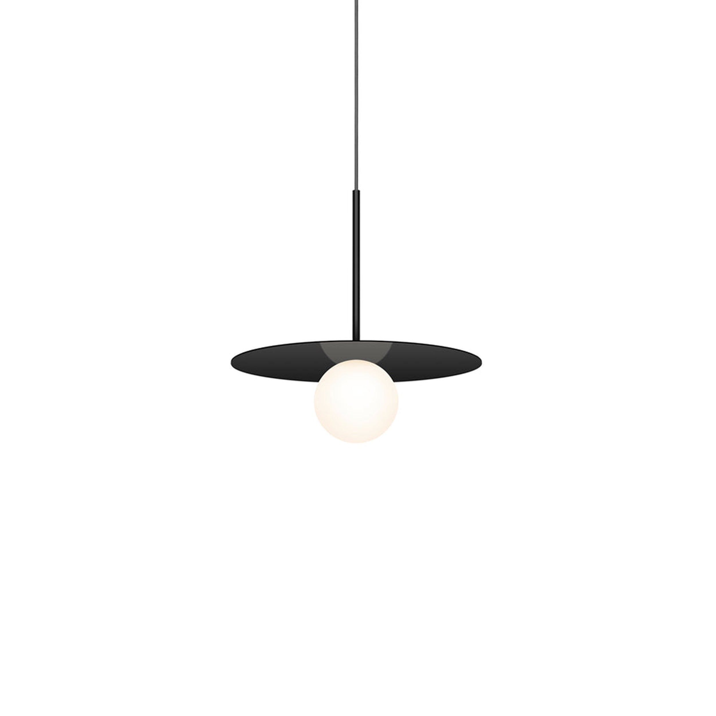 Suspension LED contemporaine "Warm Dim" à disque en verre et aluminium