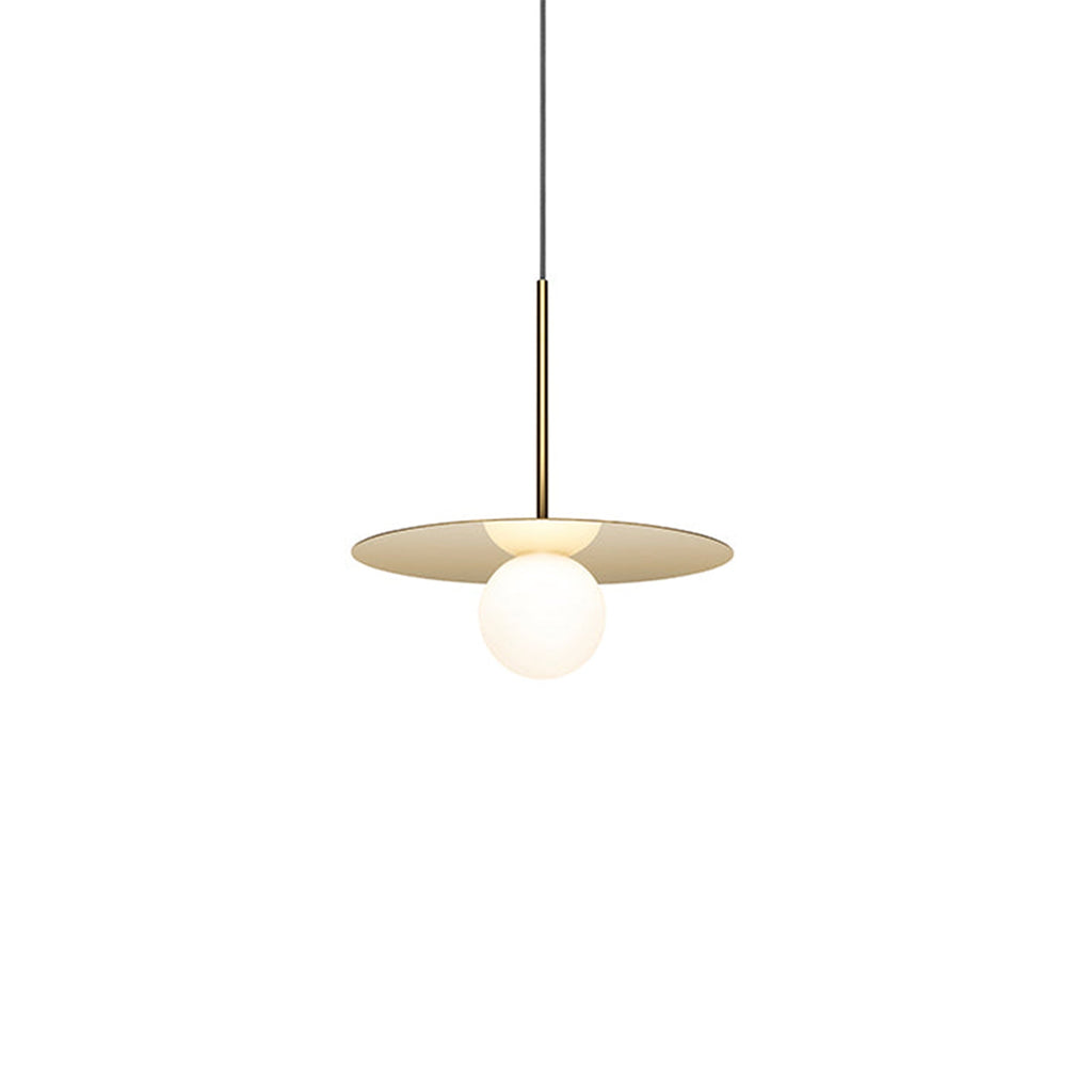 Suspension LED contemporaine "Warm Dim" à disque en verre et aluminium