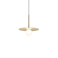 Suspension LED contemporaine "Warm Dim" à disque en verre et aluminium