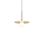 Suspension LED contemporaine "Warm Dim" à disque en verre et aluminium
