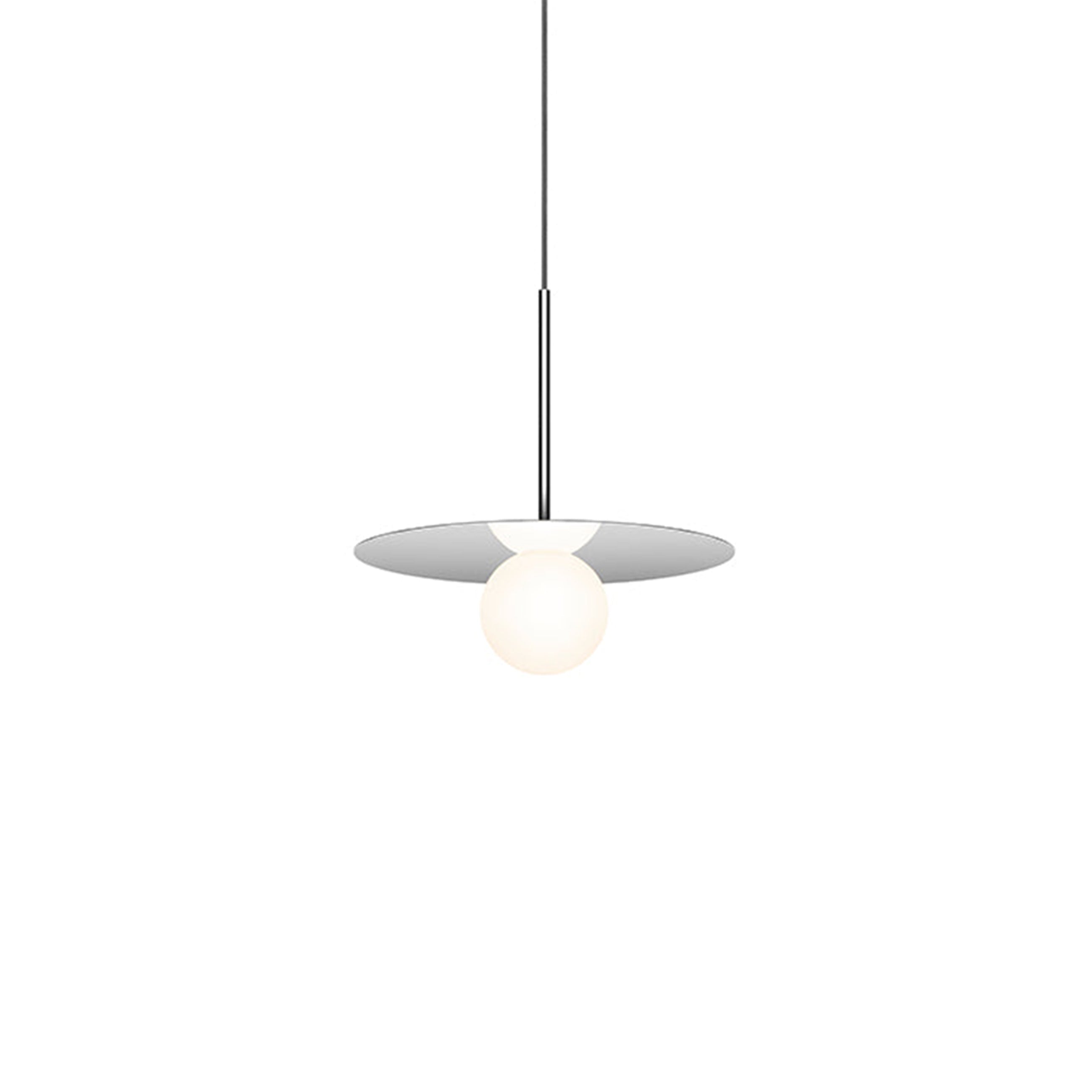 Suspension LED contemporaine "Warm Dim" à disque en verre et aluminium