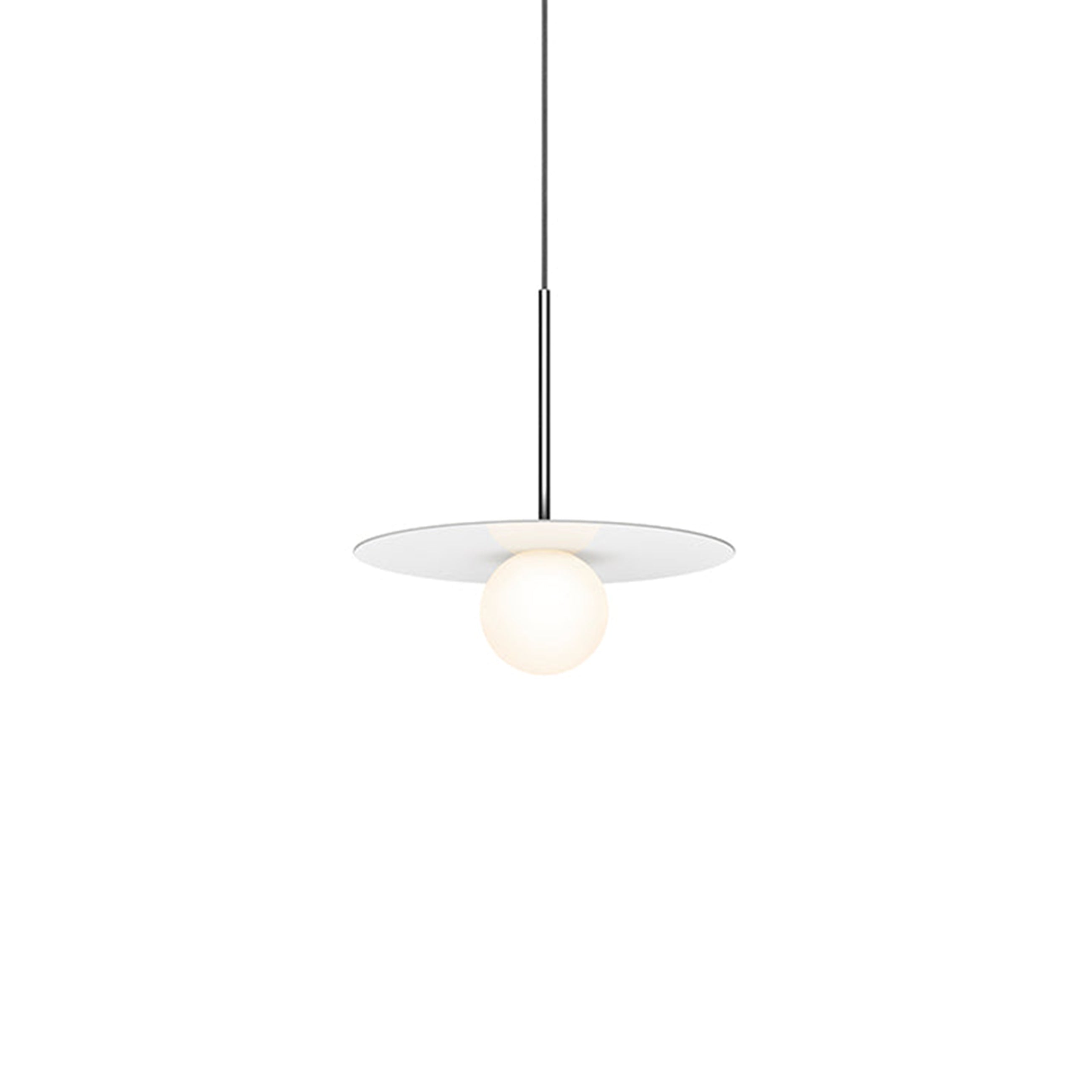 Suspension LED contemporaine "Warm Dim" à disque en verre et aluminium