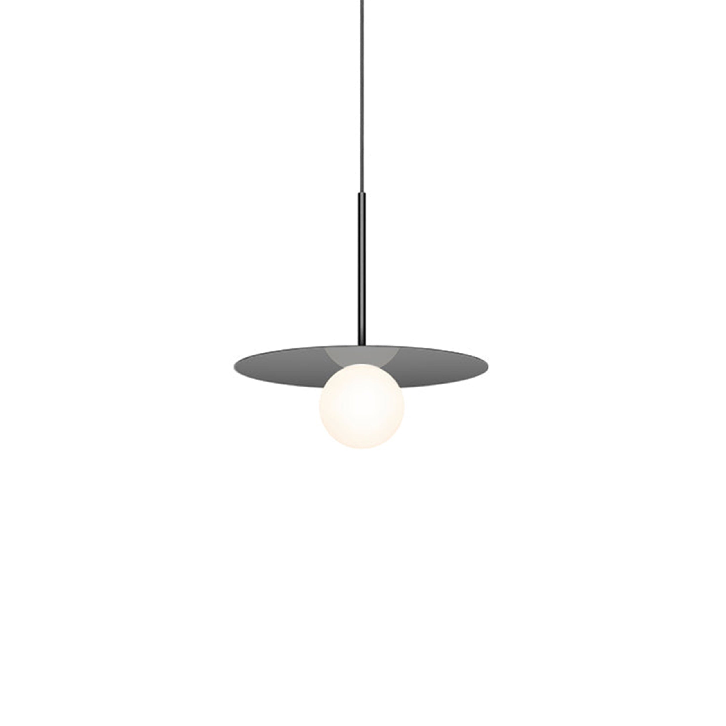 Suspension LED contemporaine "Warm Dim" à disque en verre et aluminium